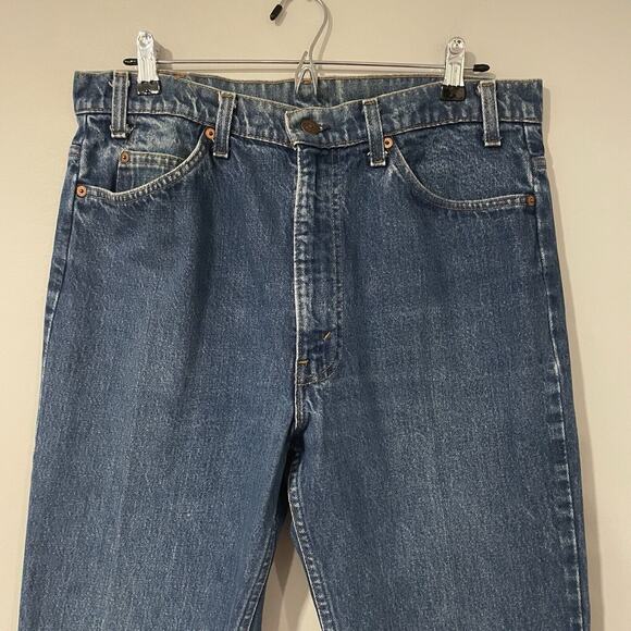 VINTAGE Levi’s Orange Tab Jeans Mens 36x34 Blue Faded 80s Boot Cut 20517 0217 - Picture 2 of 12